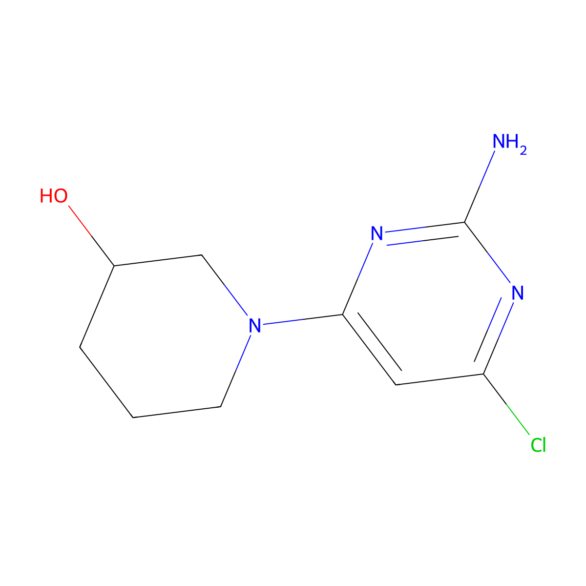 1-(2-Amino-6-chloropyrimidin-4-yl)piperidin-3-ol molecular structure, CAS 1386832-48-9