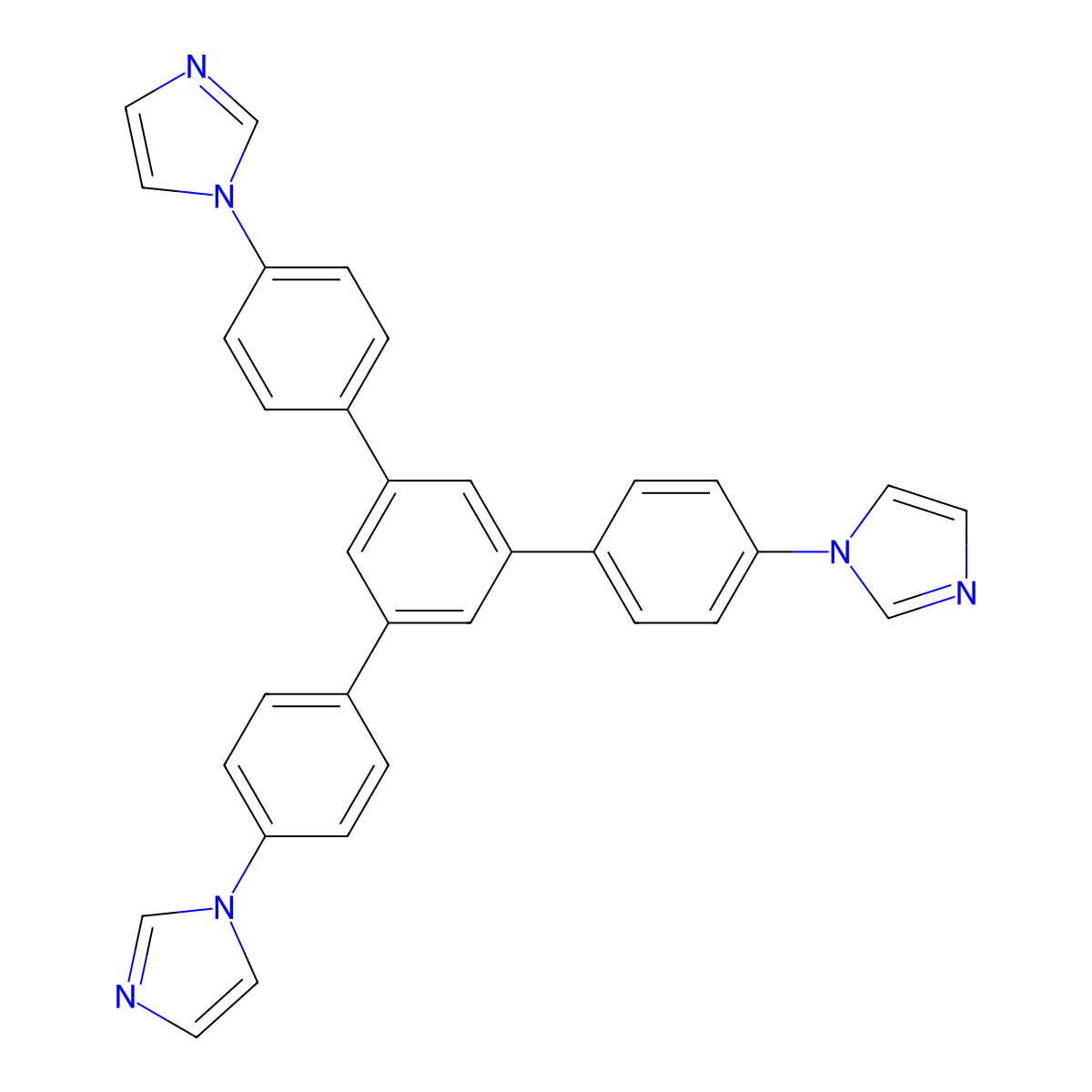 1,1'-(5'-(4-(1H-Imidazol-1-yl)phenyl)-[1,1':3',1''-terphenyl]-4,4''-diyl)bis(1H-imidazole) molecular structure, CAS 1386857-85-7