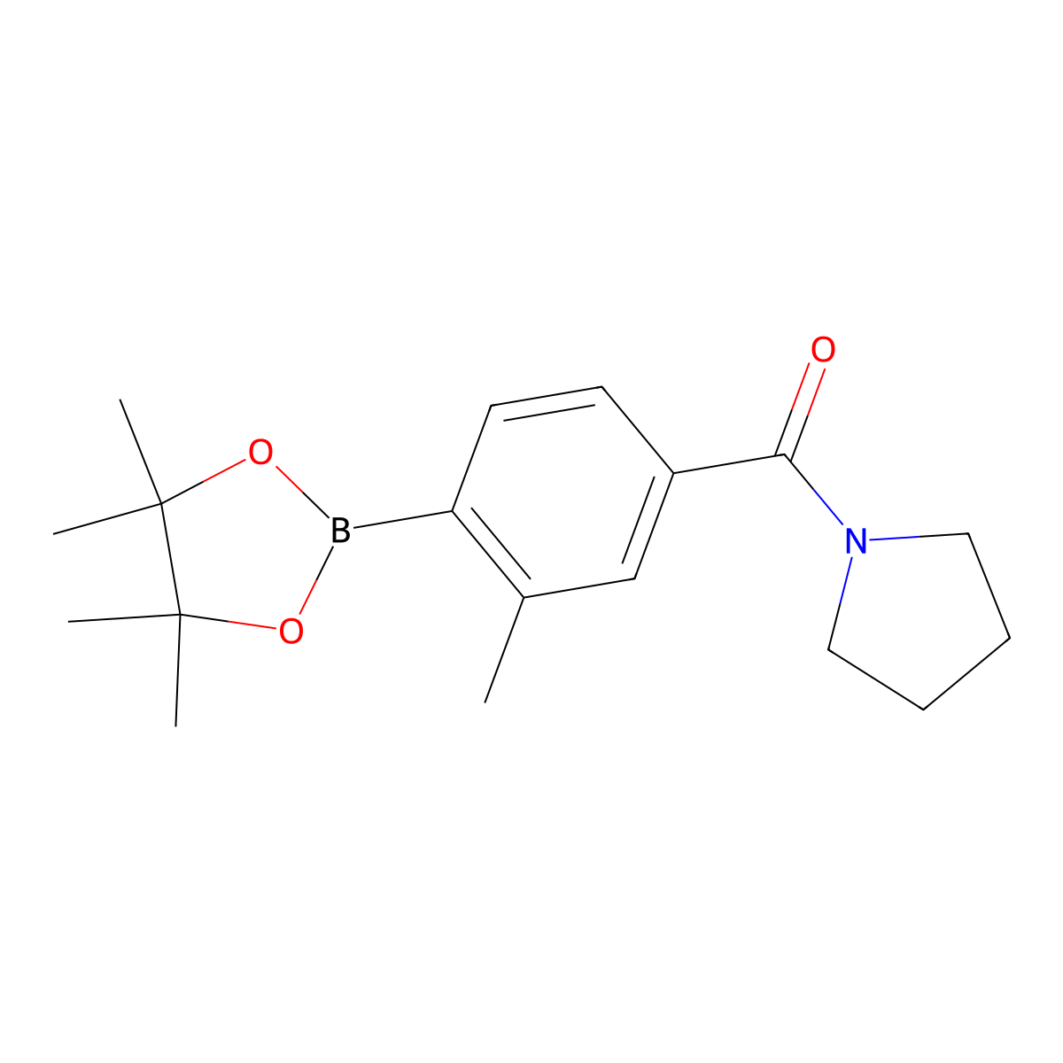 1-[[3-Methyl-4-(tetramethyl-1,3,2-dioxaborolan-2-yl)phenyl]carbonyl]pyrrolidine molecular structure, CAS 1386860-56-5
