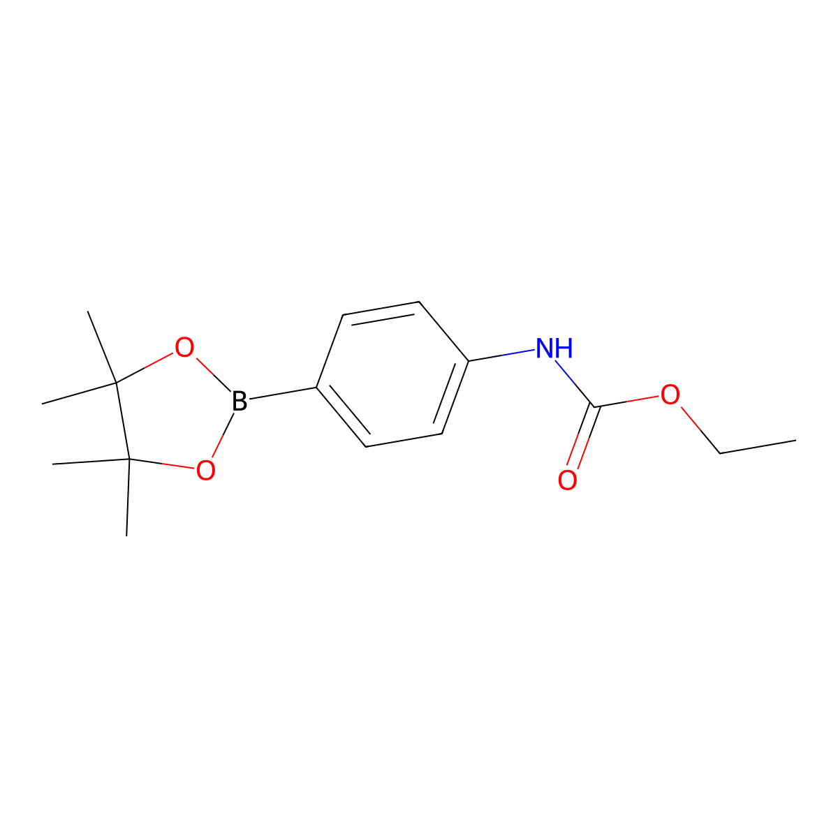 Ethyl (4-(4,4,5,5-tetramethyl-1,3,2-dioxaborolan-2-yl)phenyl)carbamate molecular structure, CAS 1386860-57-6