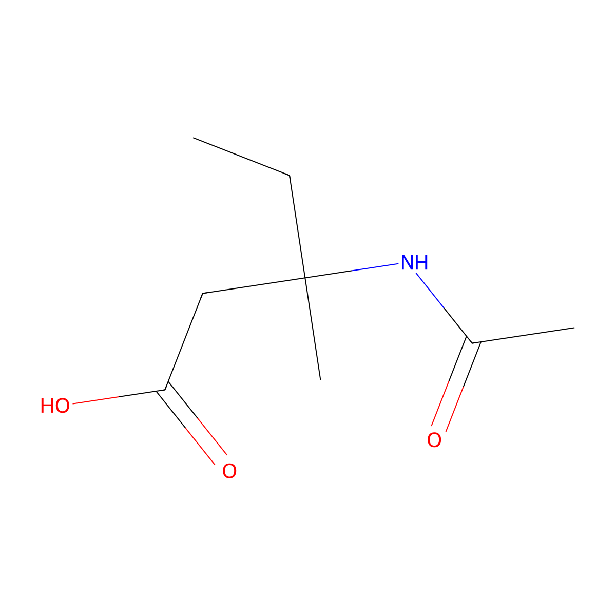 3-Acetamido-3-methylpentanoic acid molecular structure, CAS 1386872-40-7