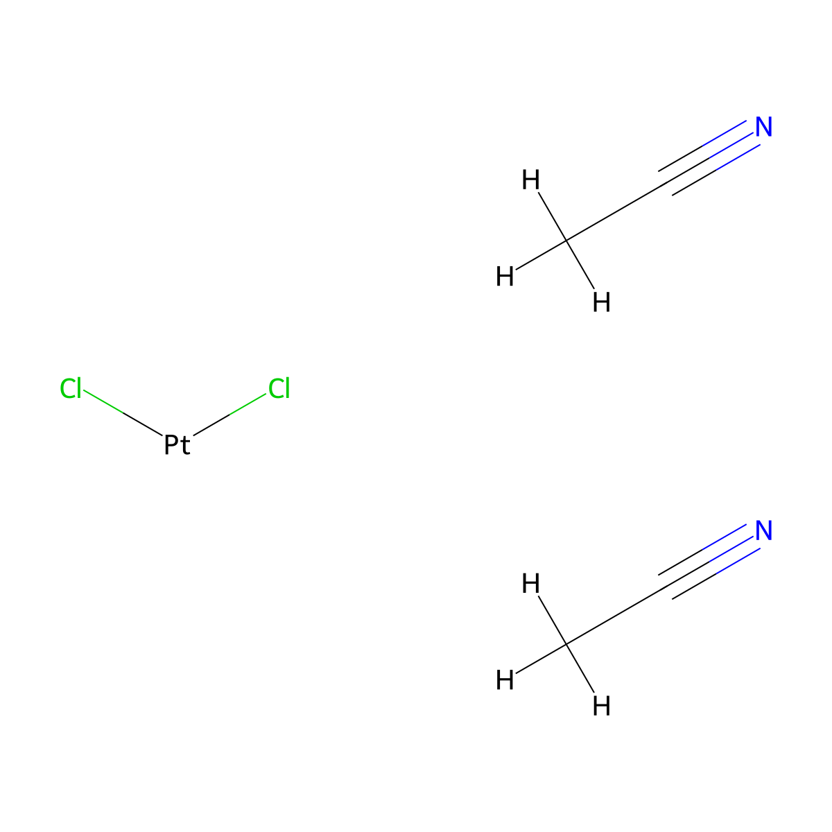 Bis(acetonitrile)platinum dichloride molecular structure, CAS 13869-38-0