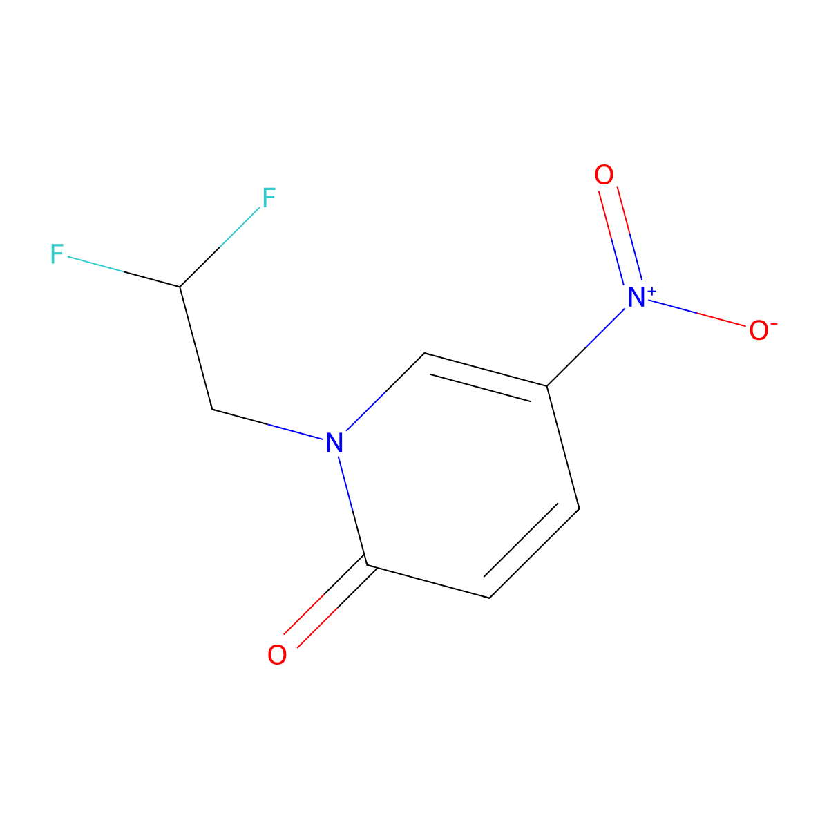 1-(2,2-Difluoroethyl)-5-nitro-1,2-dihydropyridin-2-one molecular structure, CAS 1386916-75-1