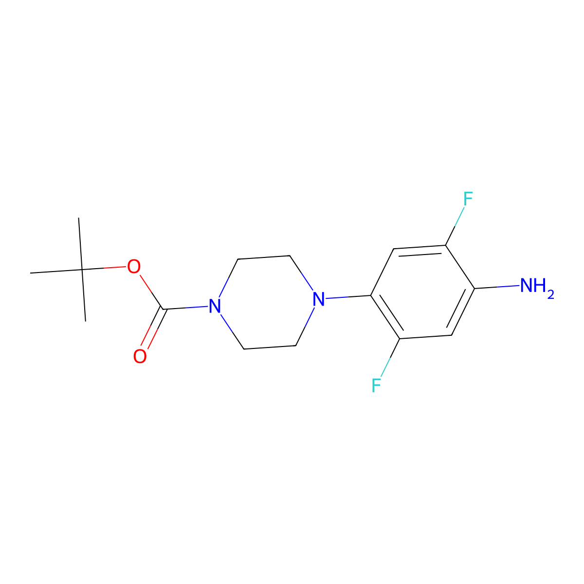 Tert-butyl 4-(4-amino-2,5-difluorophenyl)piperazine-1-carboxylate molecular structure, CAS 1386949-39-8