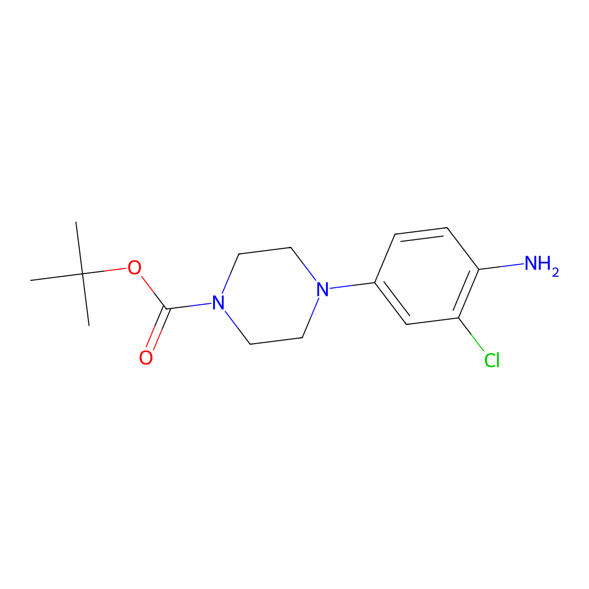Tert-butyl 4-(4-amino-3-chlorophenyl)piperazine-1-carboxylate molecular structure, CAS 1386950-73-7