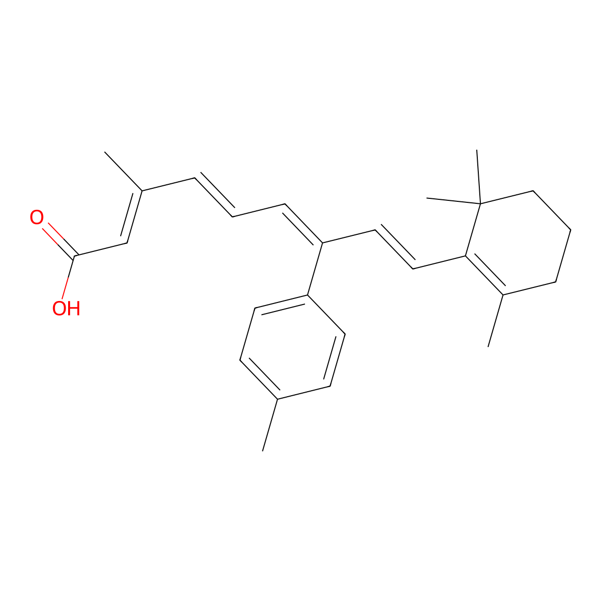 (2E,4E,6E,8E)-3-methyl-7-(4-methylphenyl)-9-(2,6,6-trimethylcyclohexen-1-yl)nona-2,4,6,8-tetraenoic acid molecular structure, CAS 1386982-70-2