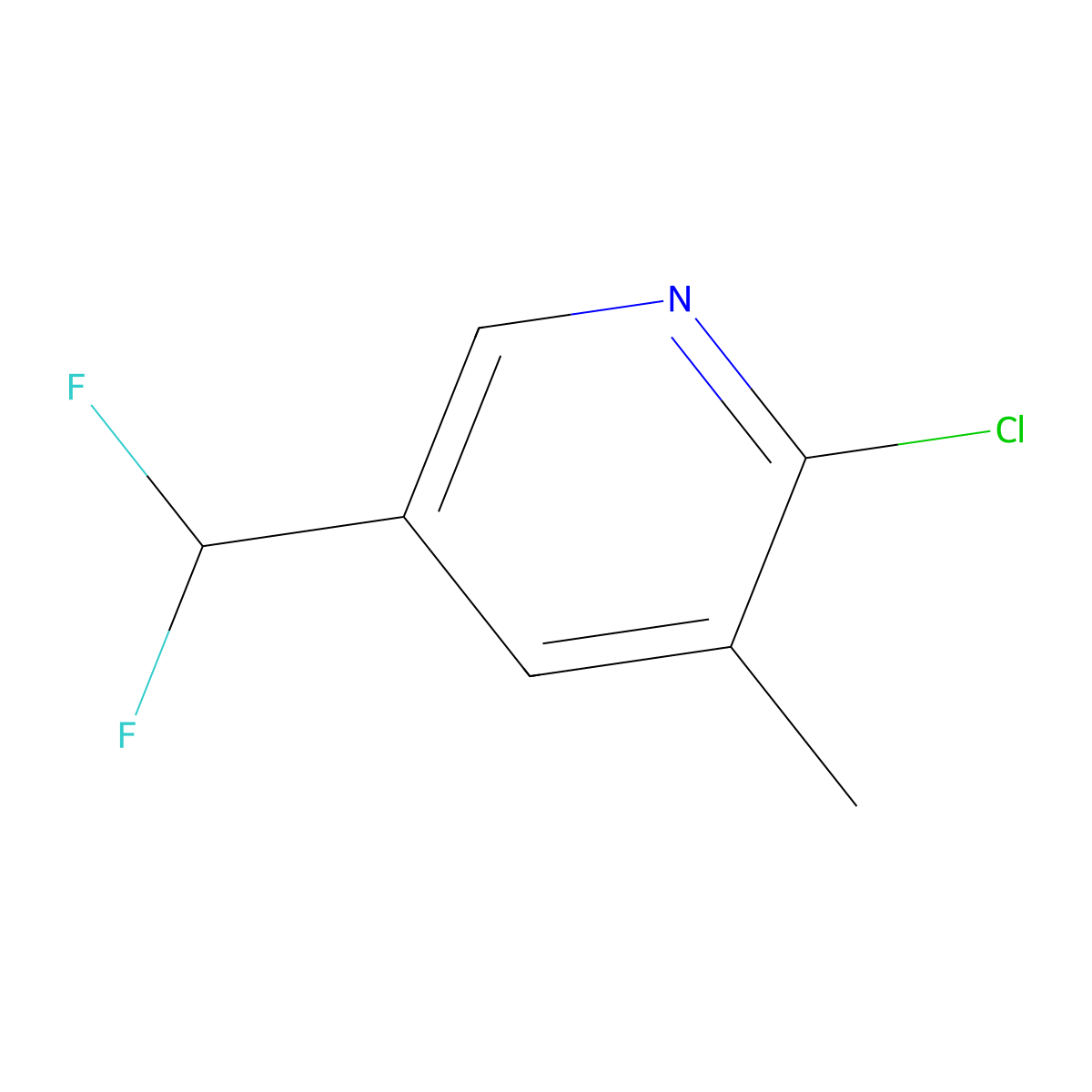 2-Chloro-5-(difluoromethyl)-3-methylpyridine molecular structure, CAS 1386986-17-9