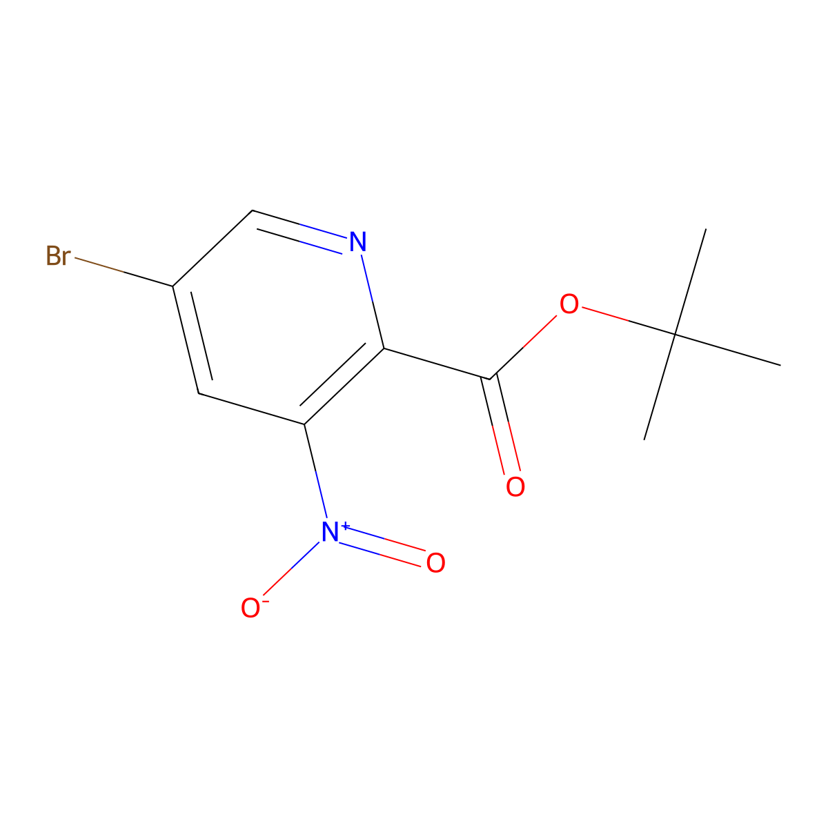 5-Bromo-3-nitro-pyridine-2-carboxylic acid tert-butyl ester molecular structure, CAS 1386986-25-9