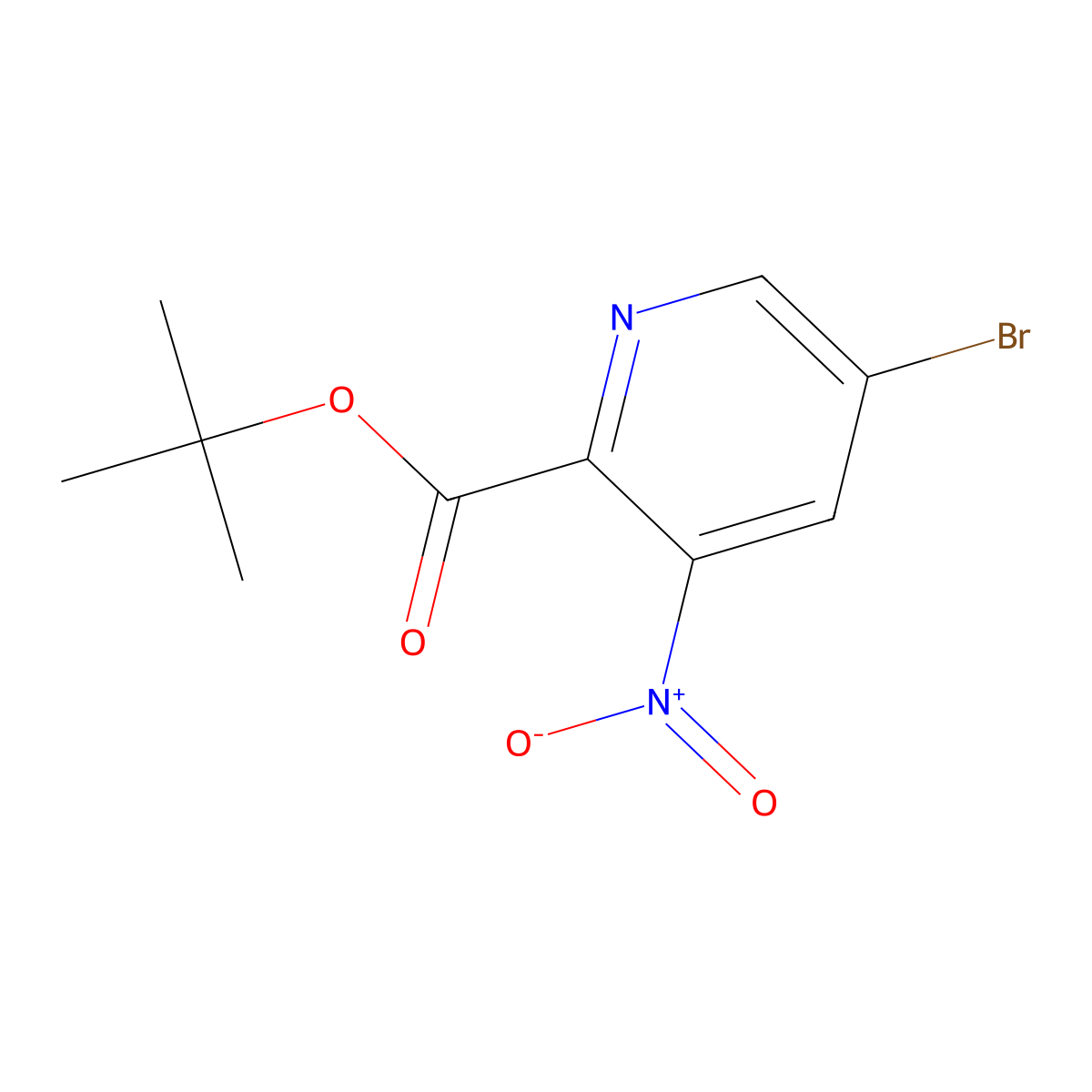 5-Bromo-3-nitro-pyridine-2-carboxylic acid tert-butyl ester molecular structure, CAS 1386986-25-9