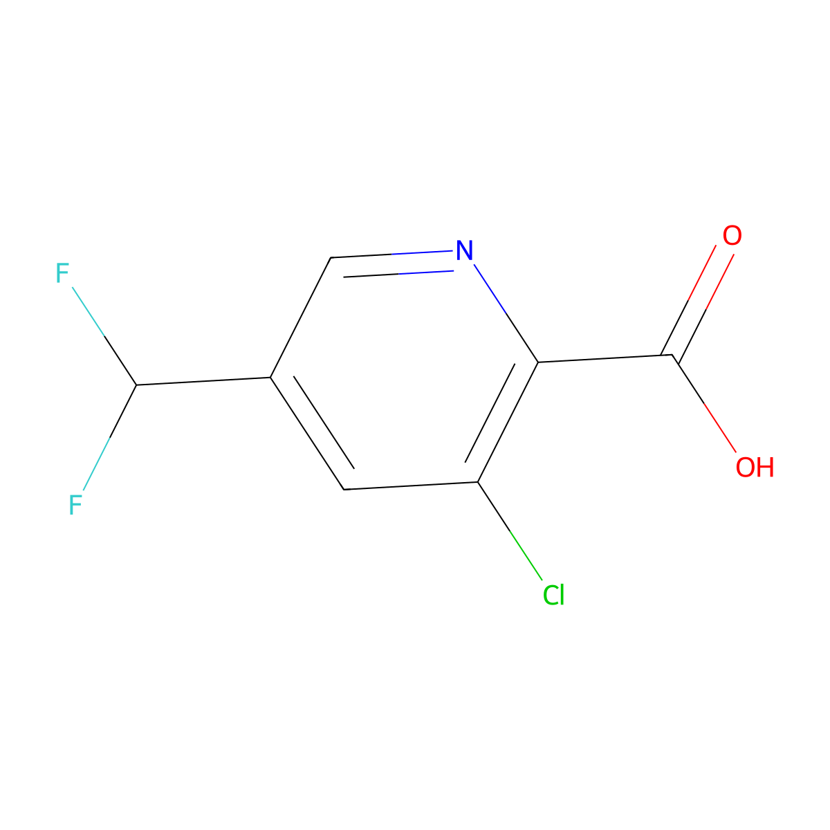 3-Chloro-5-(difluoromethyl)pyridine-2-carboxylic acid molecular structure, CAS 1386986-40-8