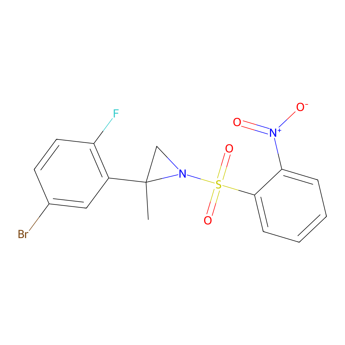 2-(5-Bromo-2-fluorophenyl)-2-methyl-1-((2-nitrophenyl)sulfonyl)aziridine molecular structure, CAS 1386986-56-6