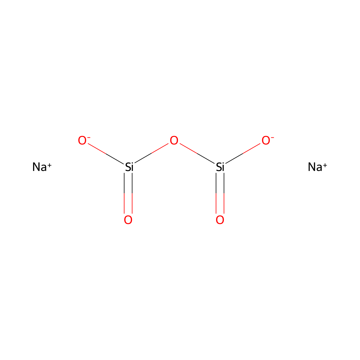 Disodium disilicate molecular structure, CAS 13870-28-5