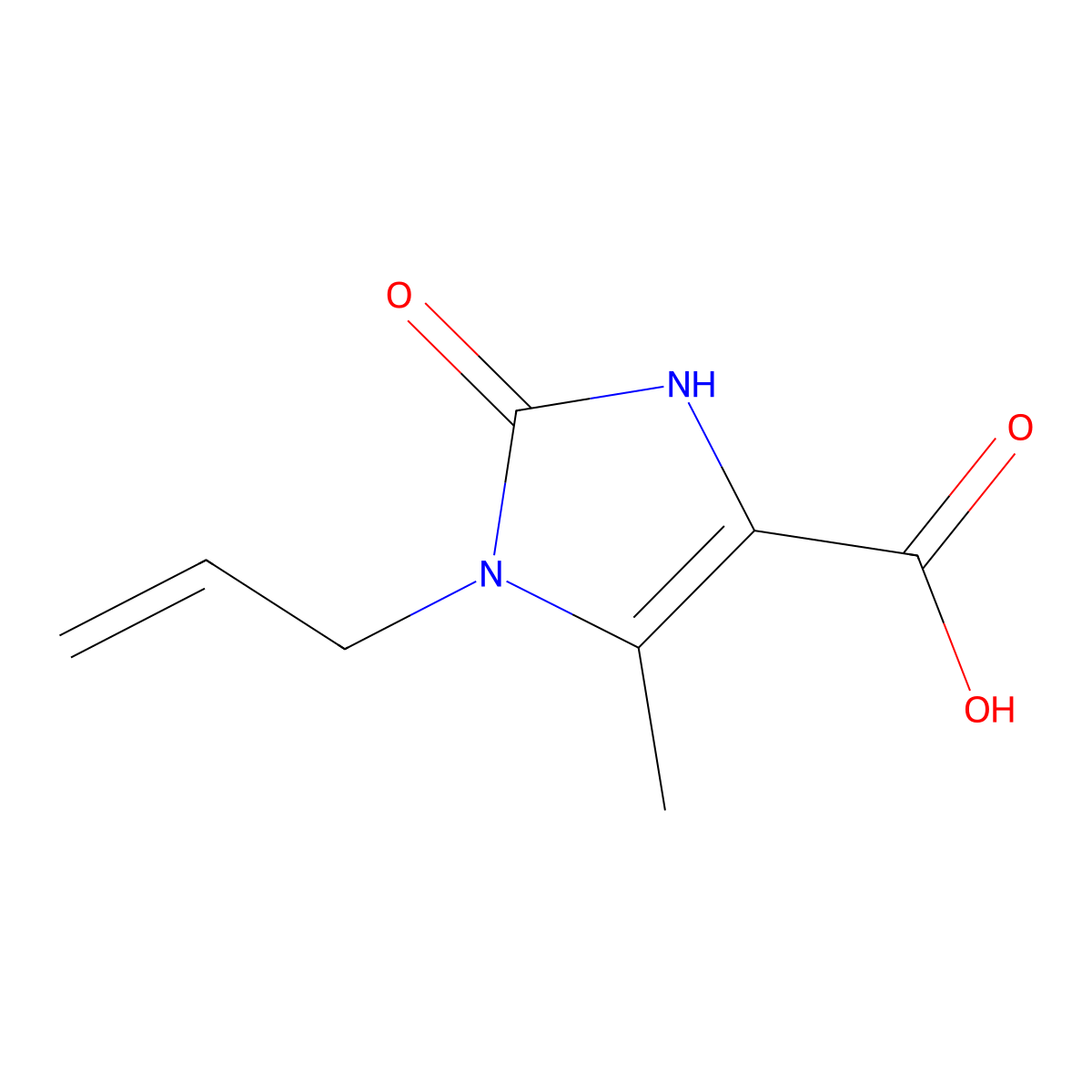 5-Methyl-2-oxo-1-(prop-2-en-1-yl)-2,3-dihydro-1H-imidazole-4-carboxylic acid molecular structure, CAS 13870-62-7