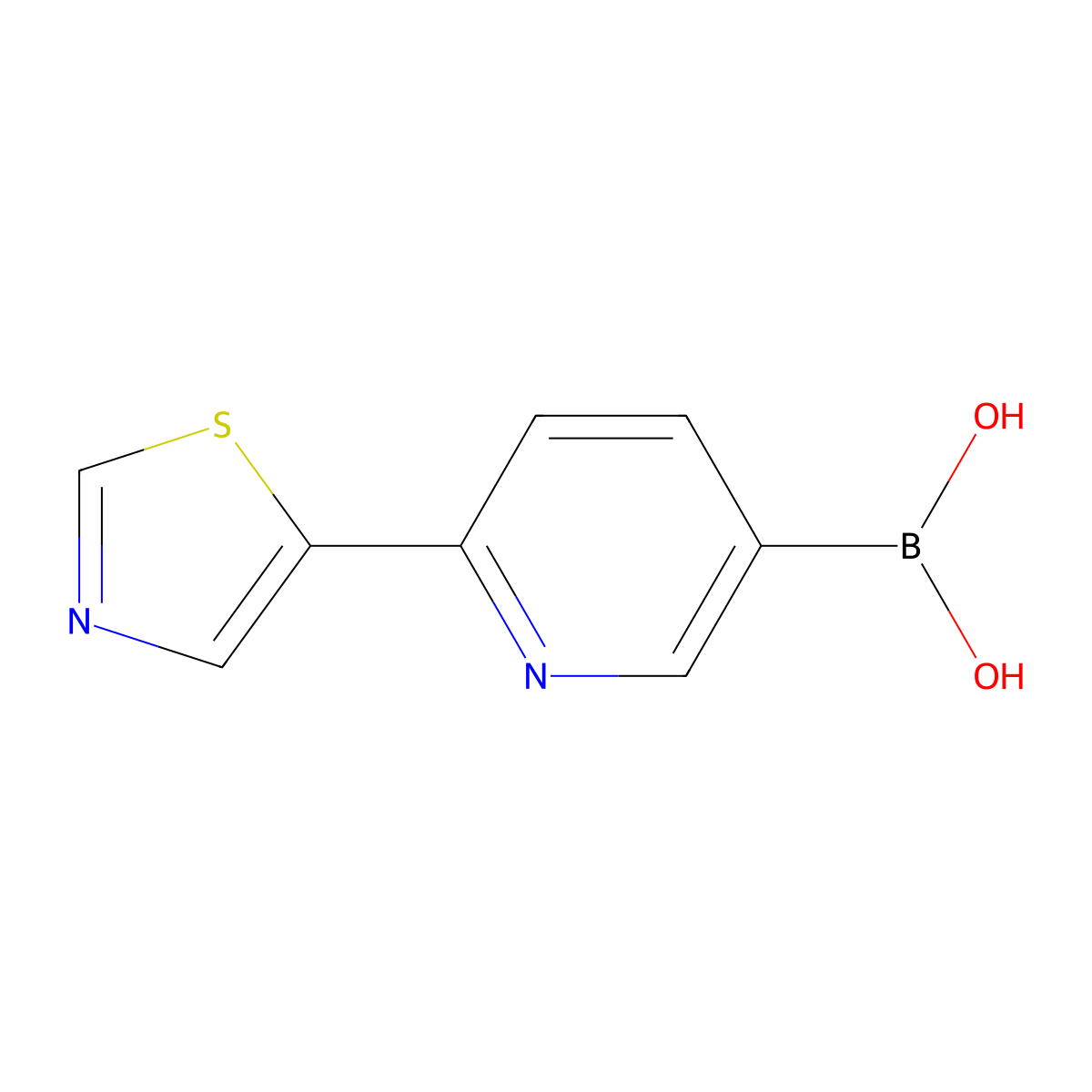 (6-(Thiazol-5-yl)pyridin-3-yl)boronic acid molecular structure, CAS 1387005-08-4