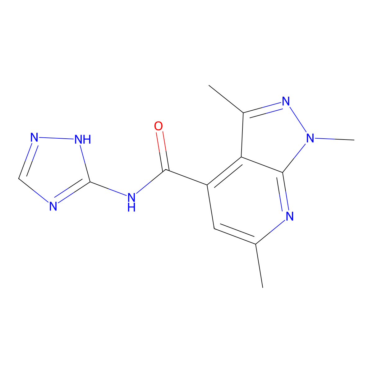 1,3,6-trimethyl-N-(4H-1,2,4-triazol-3-yl)-1H-pyrazolo[3,4-b]pyridine-4-carboxamide molecular structure, CAS 1387119-63-2