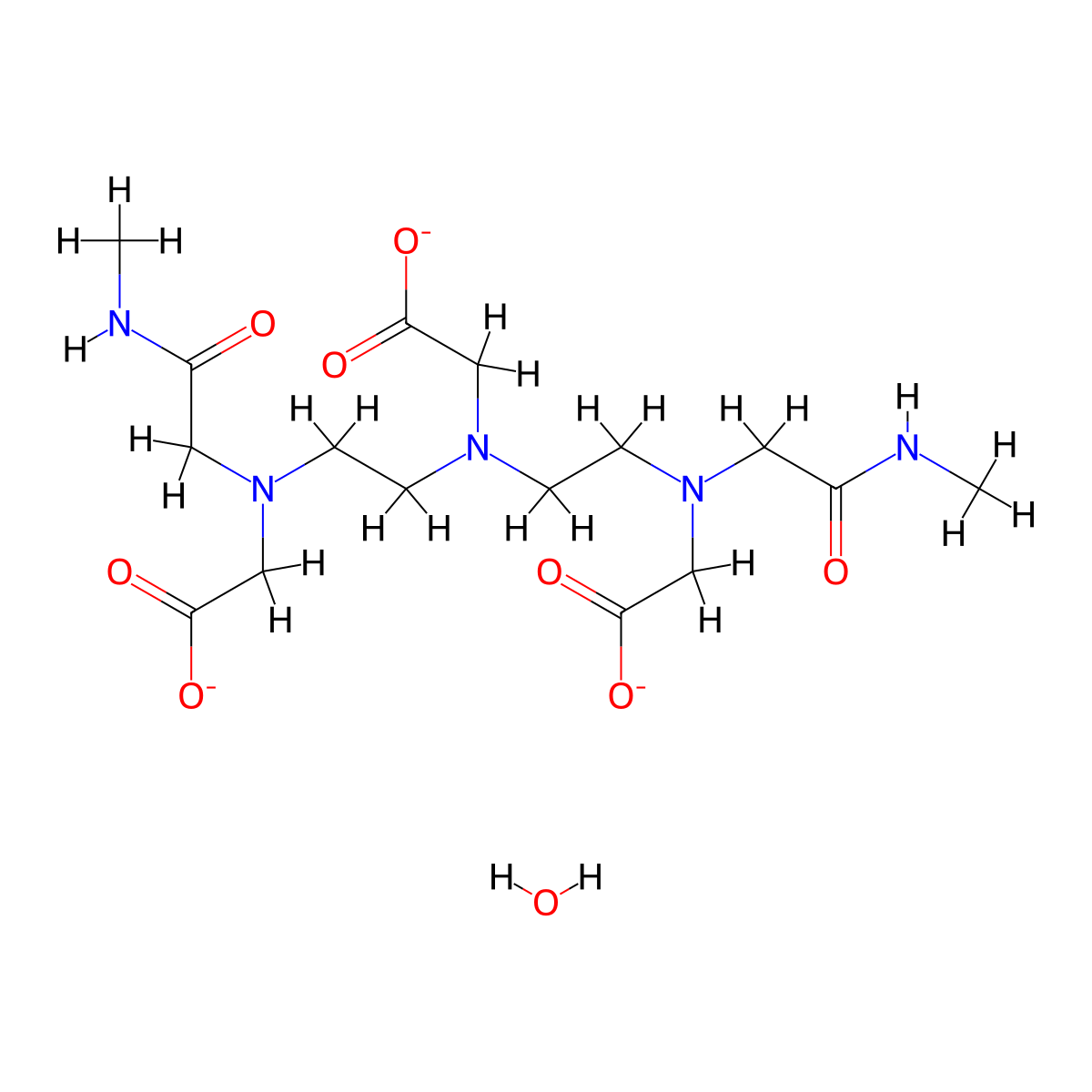 2-[Bis[2-[carboxylatomethyl-[2-(methylamino)-2-oxoethyl]amino]ethyl]amino]acetate;hydrate molecular structure, CAS 138721-73-0
