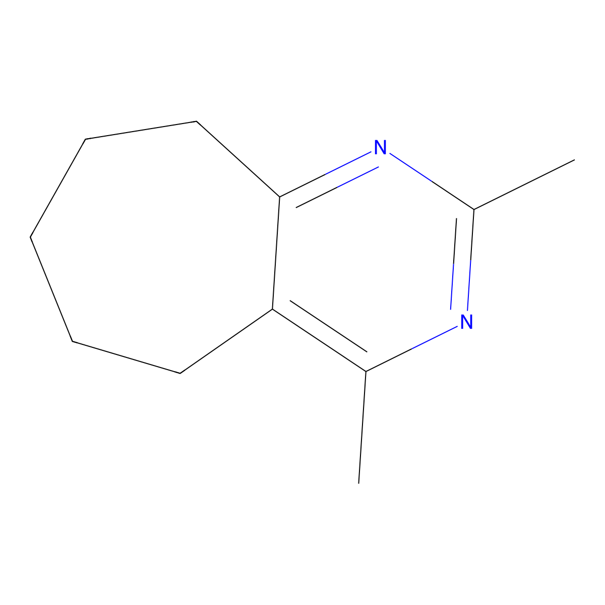 2,4-dimethyl-6,7,8,9-tetrahydro-5H-cyclohepta[d]pyrimidine molecular structure, CAS 138722-72-2
