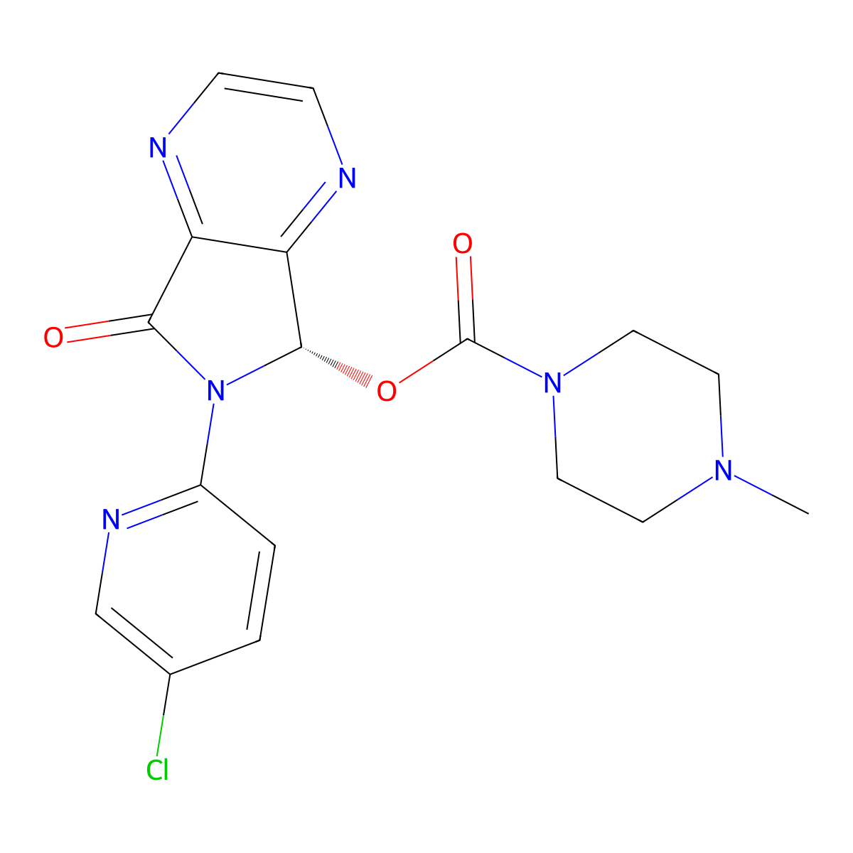 Eszopiclone molecular structure, CAS 138729-47-2