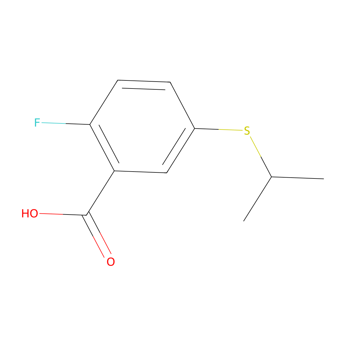 2-Fluoro-5-(isopropylthio)benzoic acid molecular structure, CAS 138736-66-0