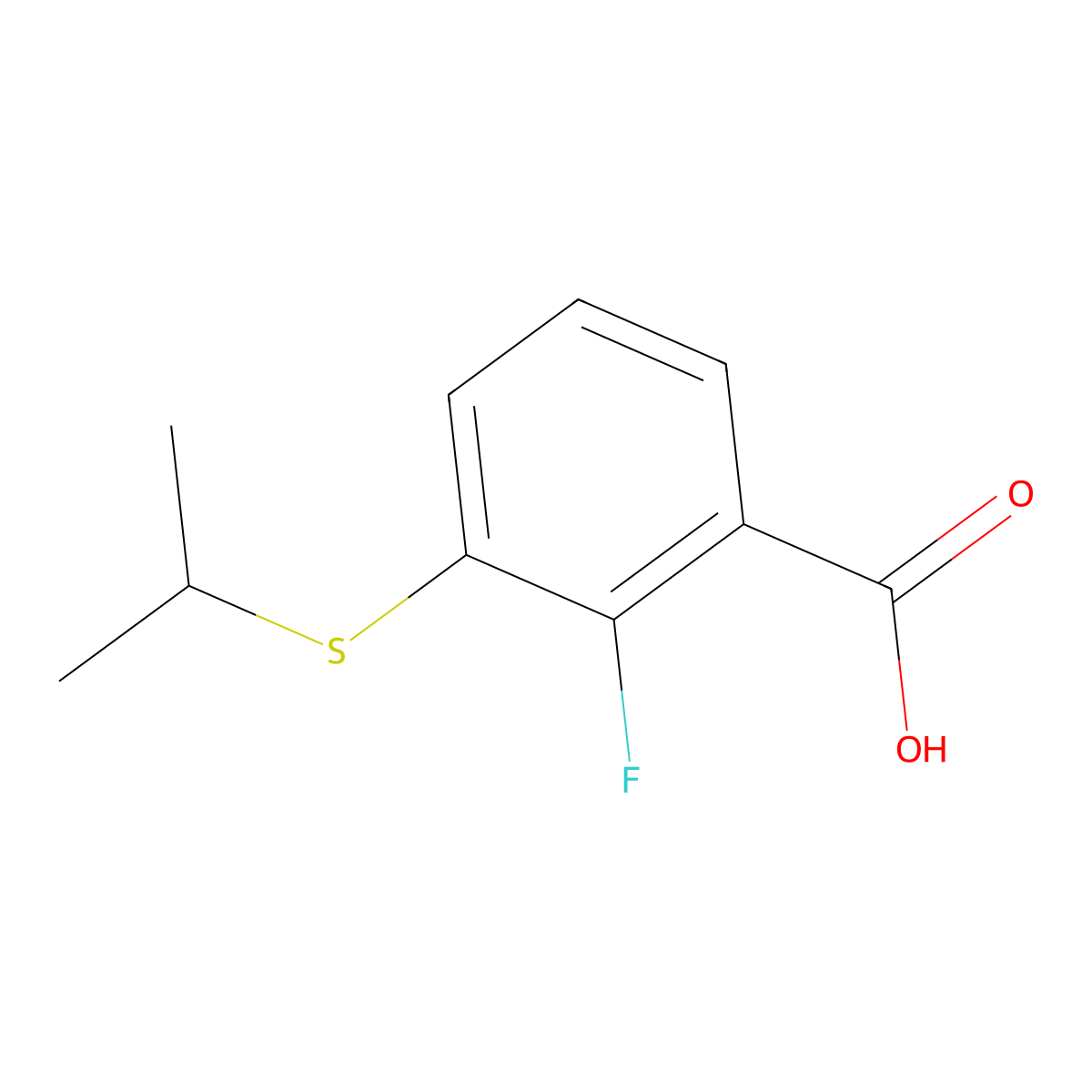 Benzoic acid, 2-fluoro-3-[(1-methylethyl)thio]- molecular structure, CAS 138736-67-1