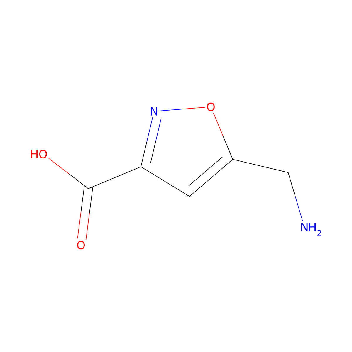 5-(Aminomethyl)-1,2-oxazole-3-carboxylic acid molecular structure, CAS 138741-50-1