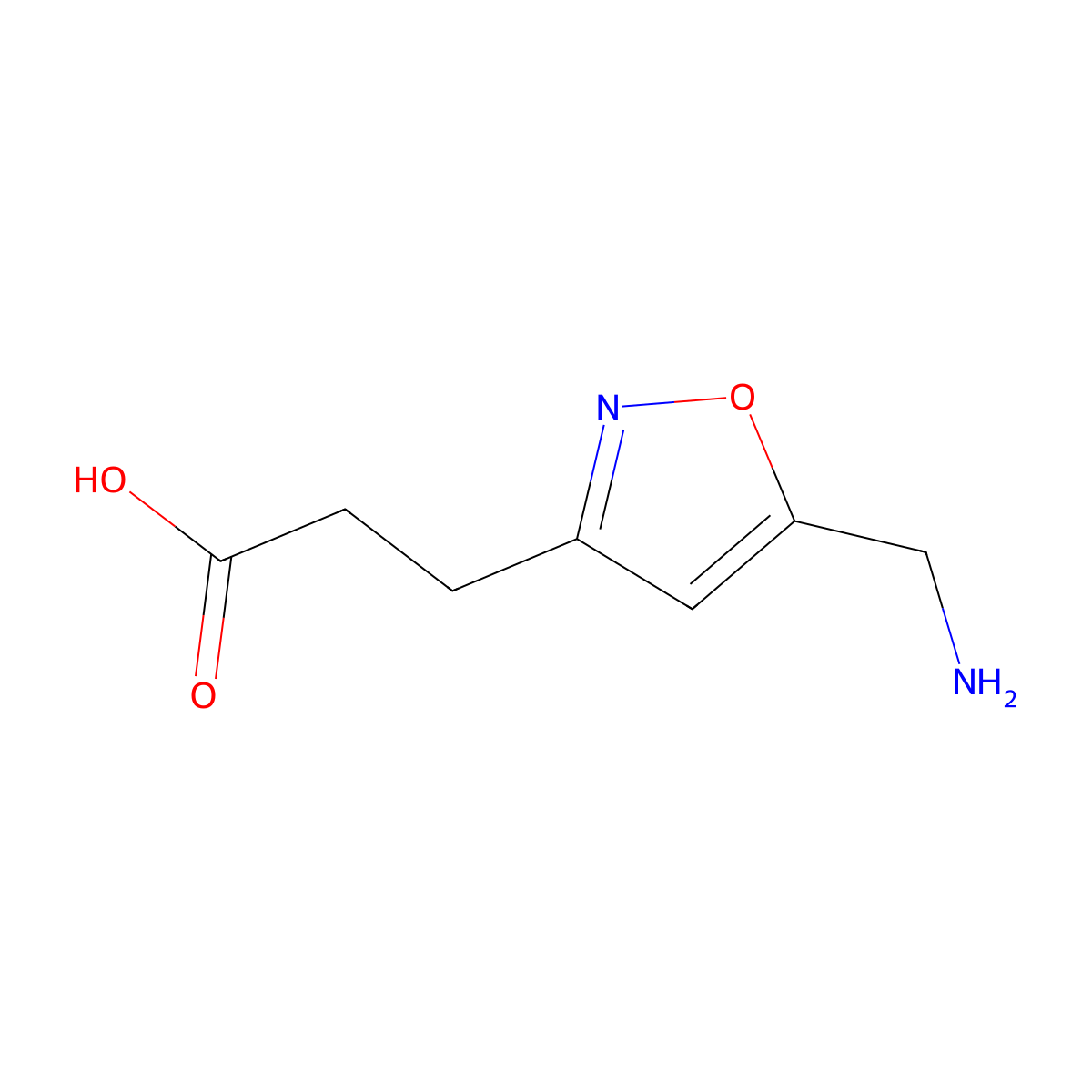 3-(5-(Aminomethyl)isoxazol-3-yl)propanoic acid molecular structure, CAS 138741-63-6