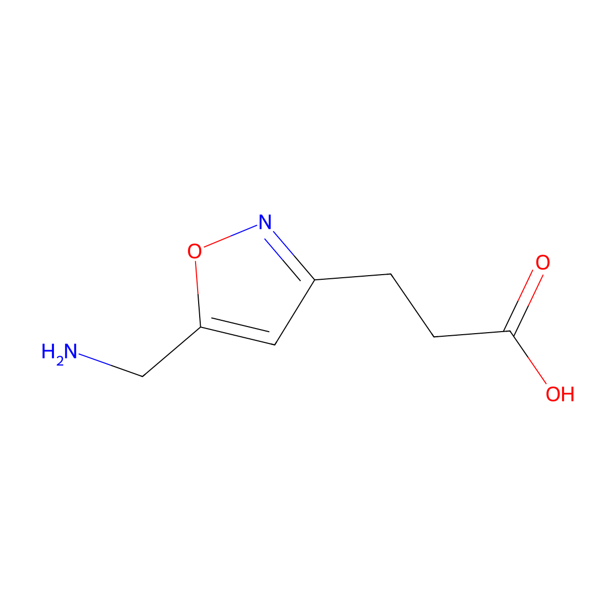 3-(5-(Aminomethyl)isoxazol-3-yl)propanoic acid molecular structure, CAS 138741-63-6