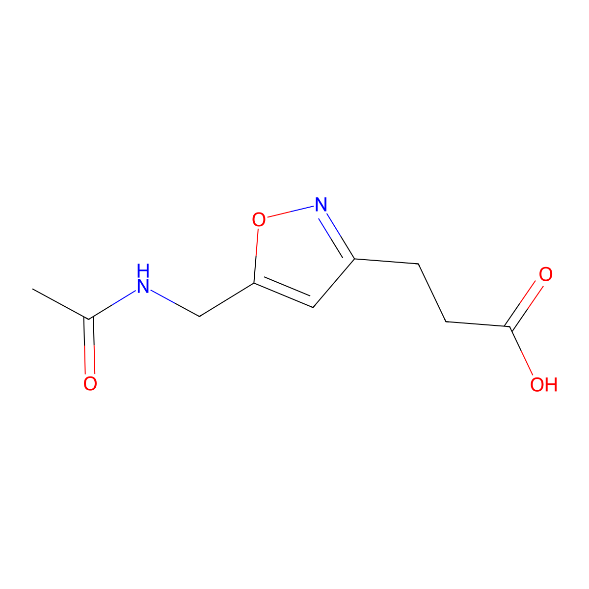 3-[5-(Acetamidomethyl)-1,2-oxazol-3-yl]propanoic acid molecular structure, CAS 138741-68-1