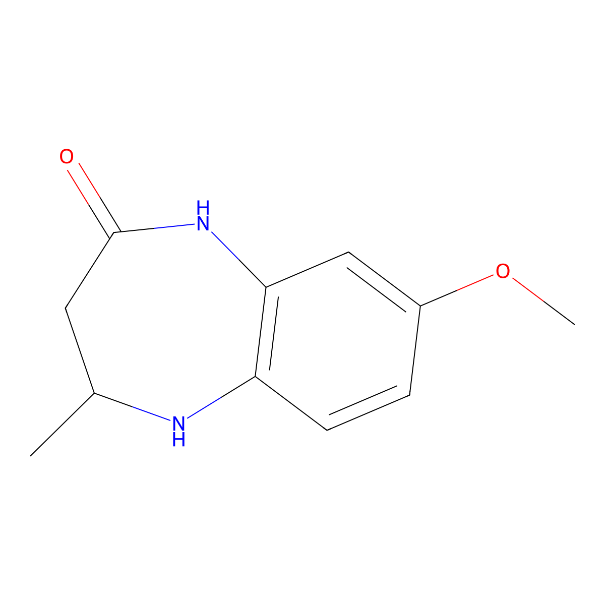 8-methoxy-4-methyl-2,3,4,5-tetrahydro-1H-1,5-benzodiazepin-2-one molecular structure, CAS 138742-60-6