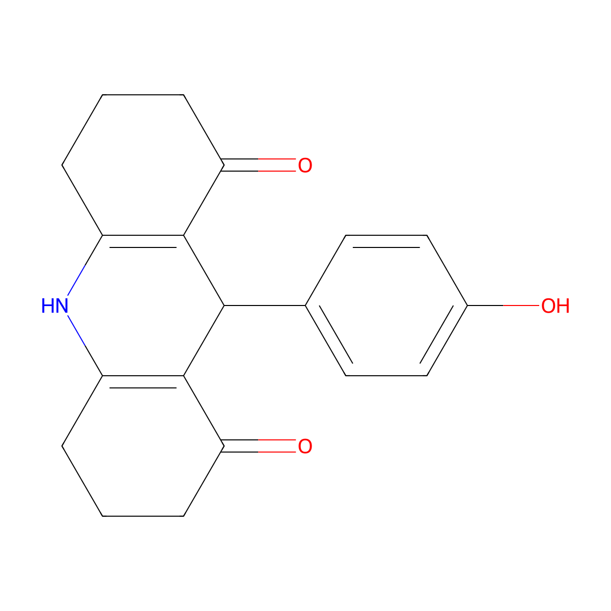 9-(4-Hydroxyphenyl)-2,3,4,5,6,7,9,10-octahydroacridine-1,8-dione molecular structure, CAS 138744-04-4