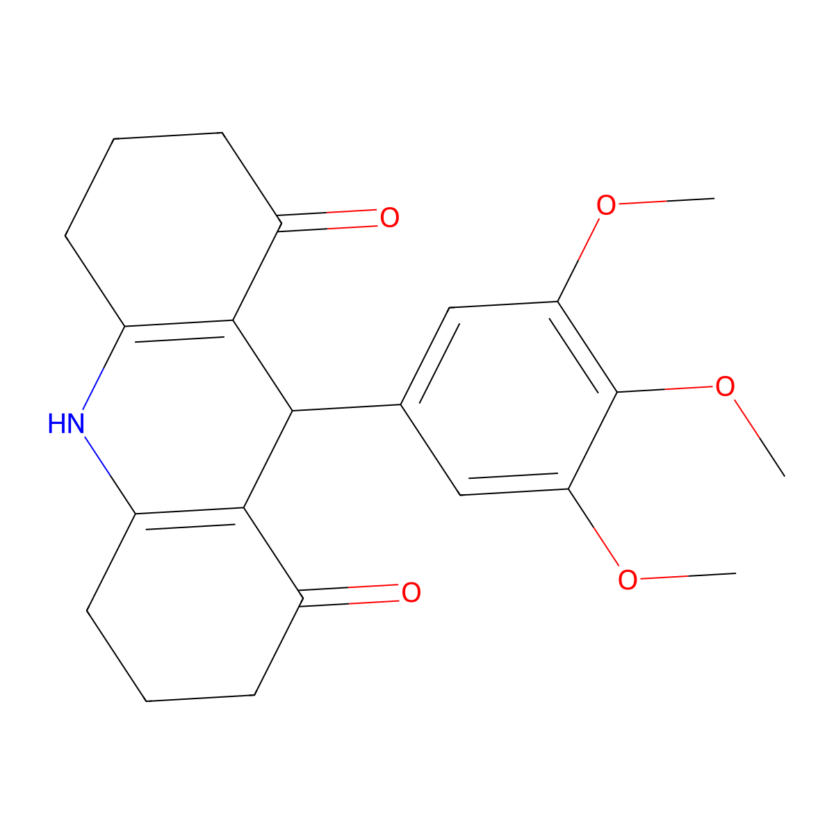 9-(3,4,5-Trimethoxyphenyl)-2,3,4,5,6,7,9,10-octahydroacridine-1,8-dione molecular structure, CAS 138744-19-1