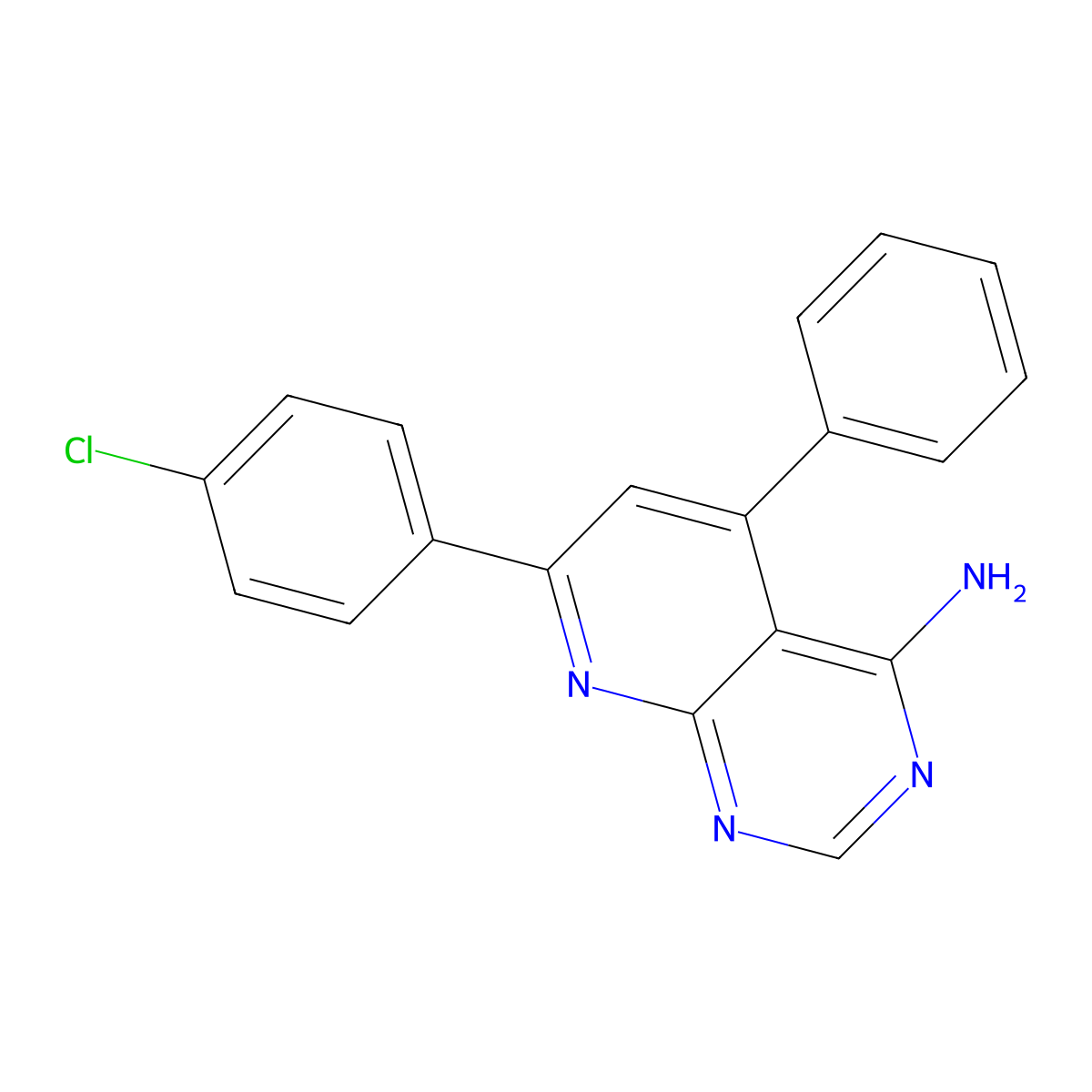 Pyrido[2,3-d]pyrimidin-4-amine, 7-(4-chlorophenyl)-5-phenyl- molecular structure, CAS 138744-57-7