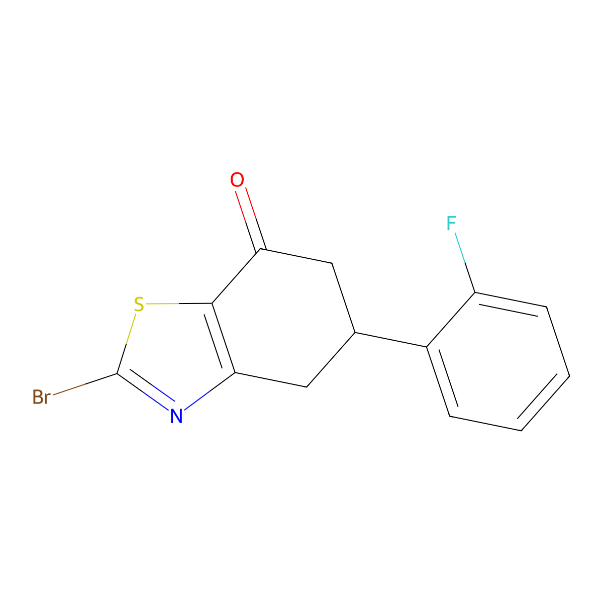 2-Bromo-5-(2-fluorophenyl)-5,6-dihydrobenzo[d]thiazol-7(4H)-one molecular structure, CAS 1387557-07-4