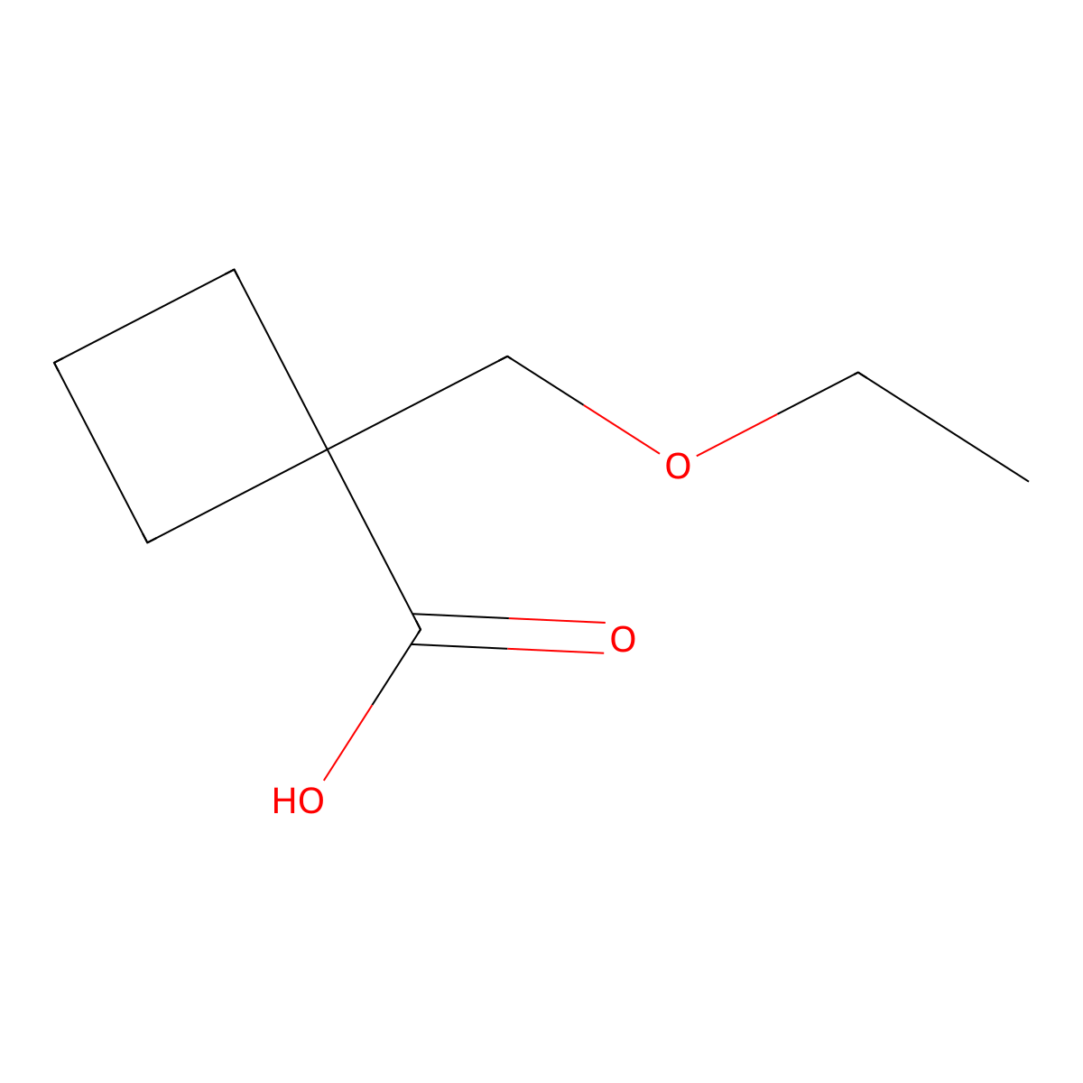 1-(Ethoxymethyl)cyclobutane-1-carboxylic acid molecular structure, CAS 1387557-17-6