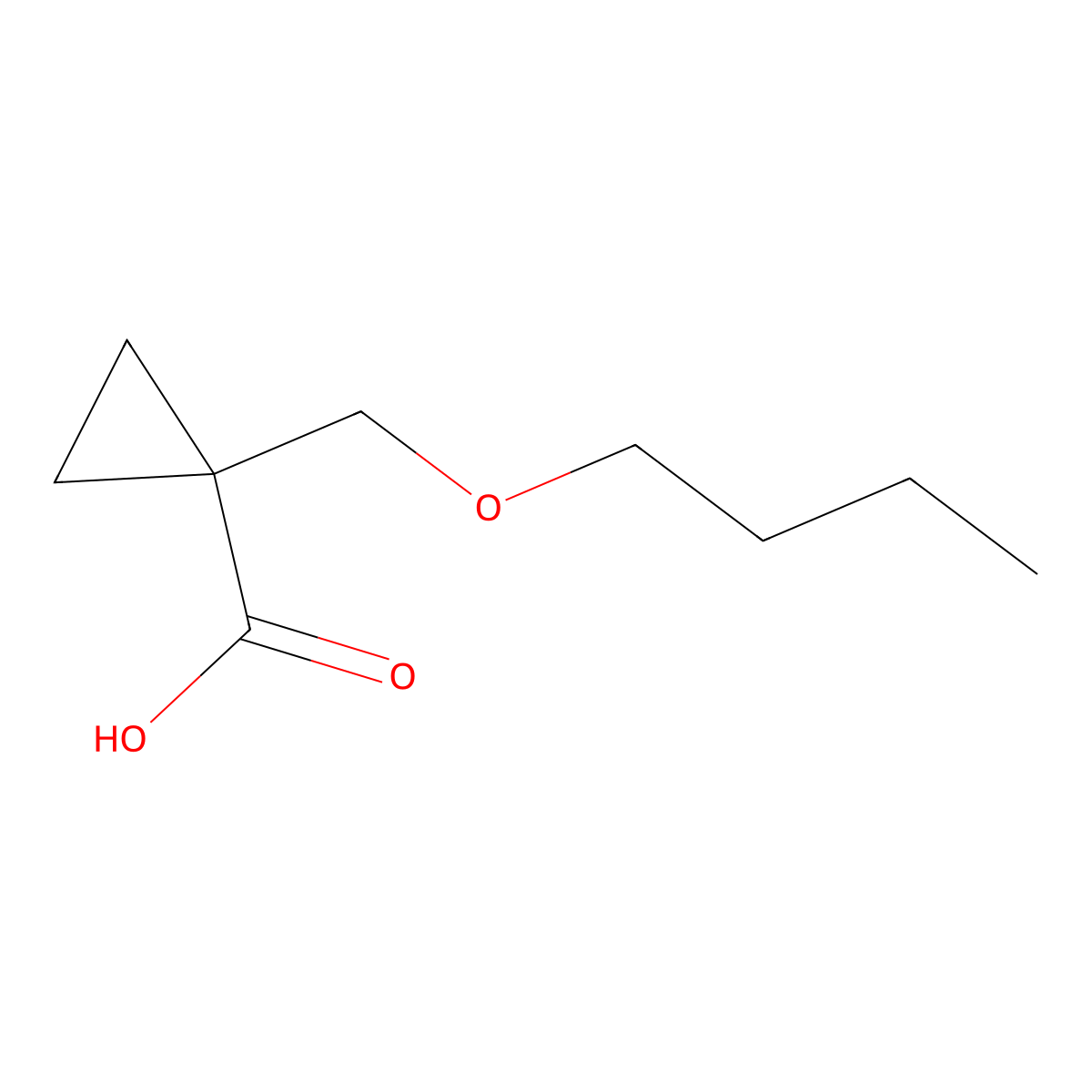 1-Butoxymethylcyclopropanecarboxylic acid molecular structure, CAS 1387557-29-0
