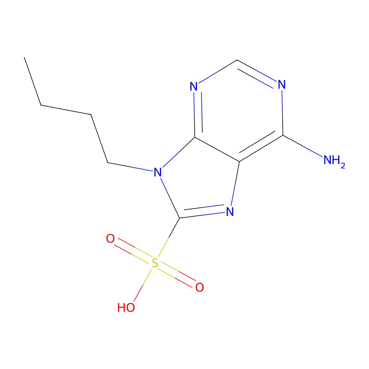 6-amino-9-butyl-9H-purine-8-sulfonic acid molecular structure, CAS 1387557-30-3