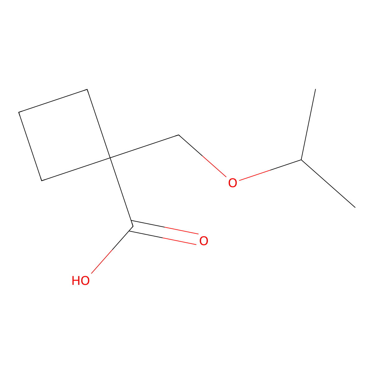 1-[(Propan-2-yloxy)methyl]cyclobutane-1-carboxylic acid molecular structure, CAS 1387557-40-5