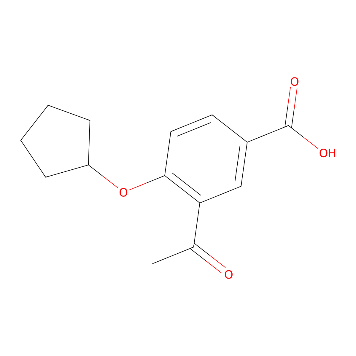 3-Acetyl-4-(cyclopentyloxy)benzoic acid molecular structure, CAS 1387558-68-0