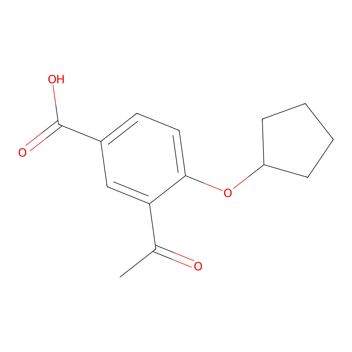 3-Acetyl-4-(cyclopentyloxy)benzoic acid molecular structure, CAS 1387558-68-0
