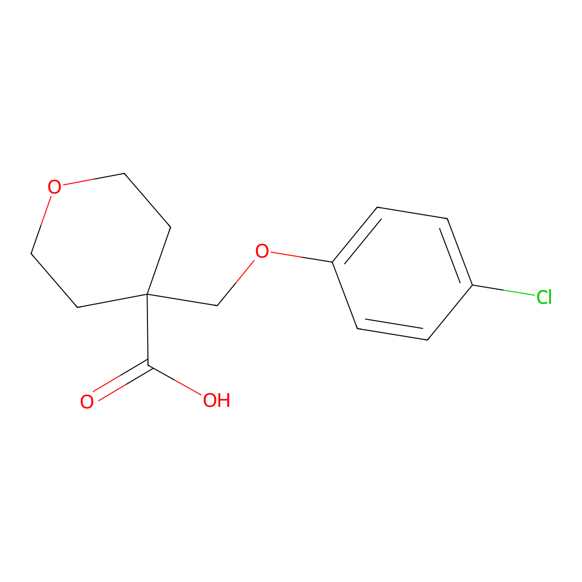 4-((4-Chlorophenoxy)methyl)tetrahydro-2H-pyran-4-carboxylic acid molecular structure, CAS 1387558-89-5