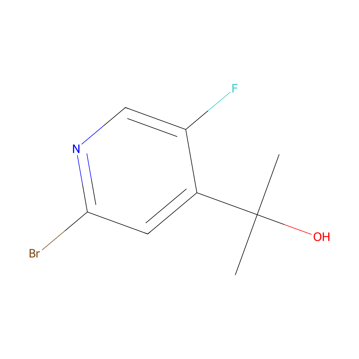 2-Bromo-5-fluoro-alpha,alpha-dimethyl-4-pyridinemethanol molecular structure, CAS 1387560-83-9