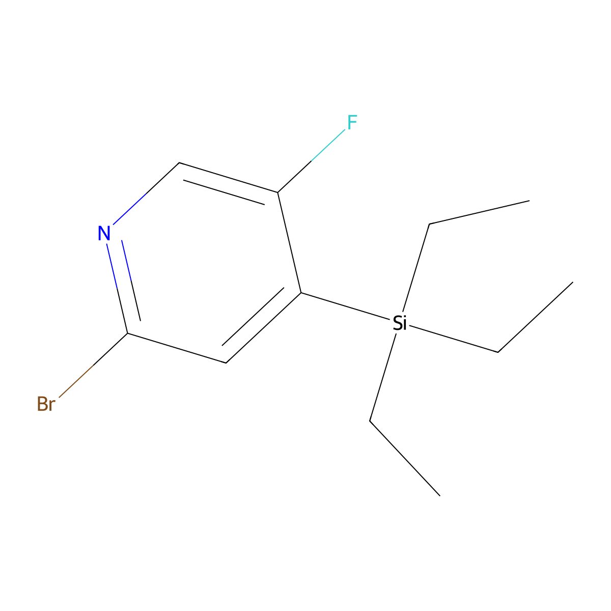 2-Bromo-5-fluoro-4-(triethylsilyl)pyridine molecular structure, CAS 1387561-09-2