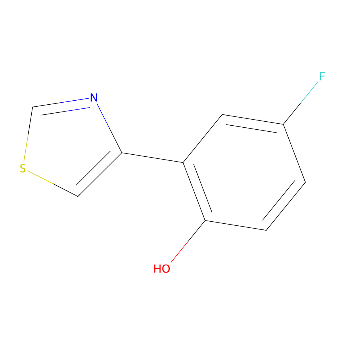 4-Fluoro-2-(thiazol-4-yl)phenol molecular structure, CAS 1387563-11-2