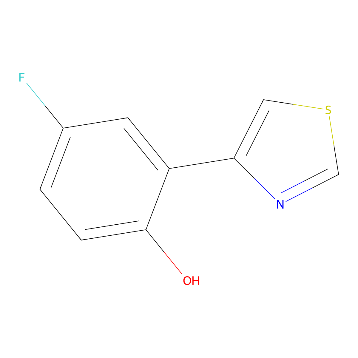 4-Fluoro-2-(thiazol-4-yl)phenol molecular structure, CAS 1387563-11-2