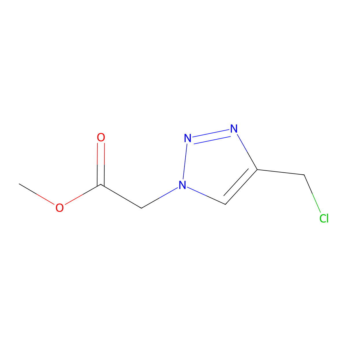 methyl 2-[4-(chloromethyl)-1H-1,2,3-triazol-1-yl]acetate molecular structure, CAS 1387563-28-1