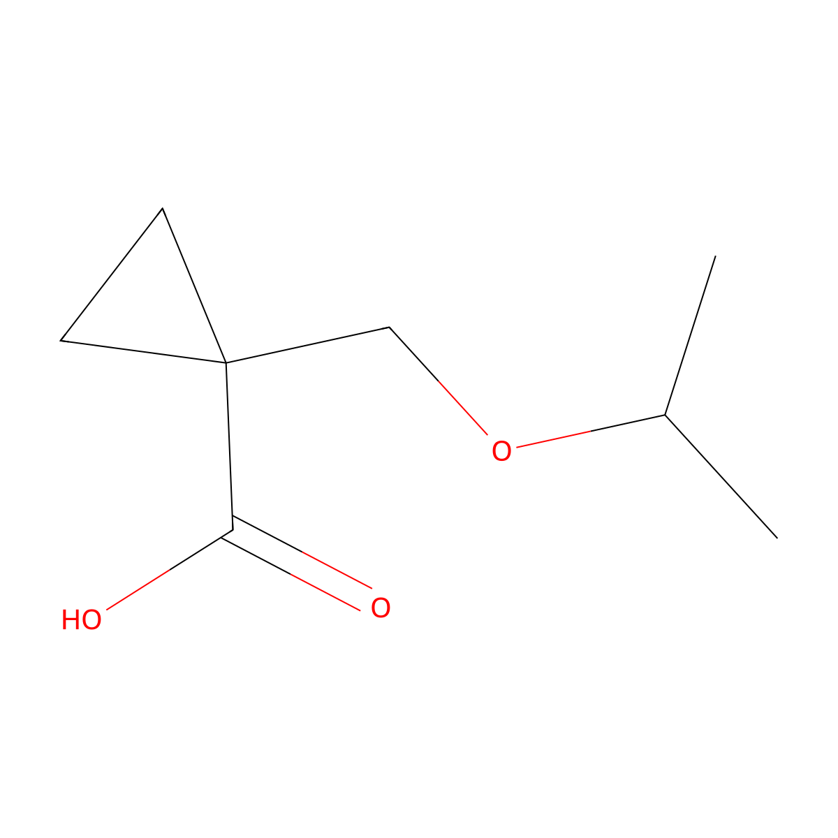 1-((Propan-2-yloxy)methyl)cyclopropane-1-carboxylic acid molecular structure, CAS 1387563-33-8