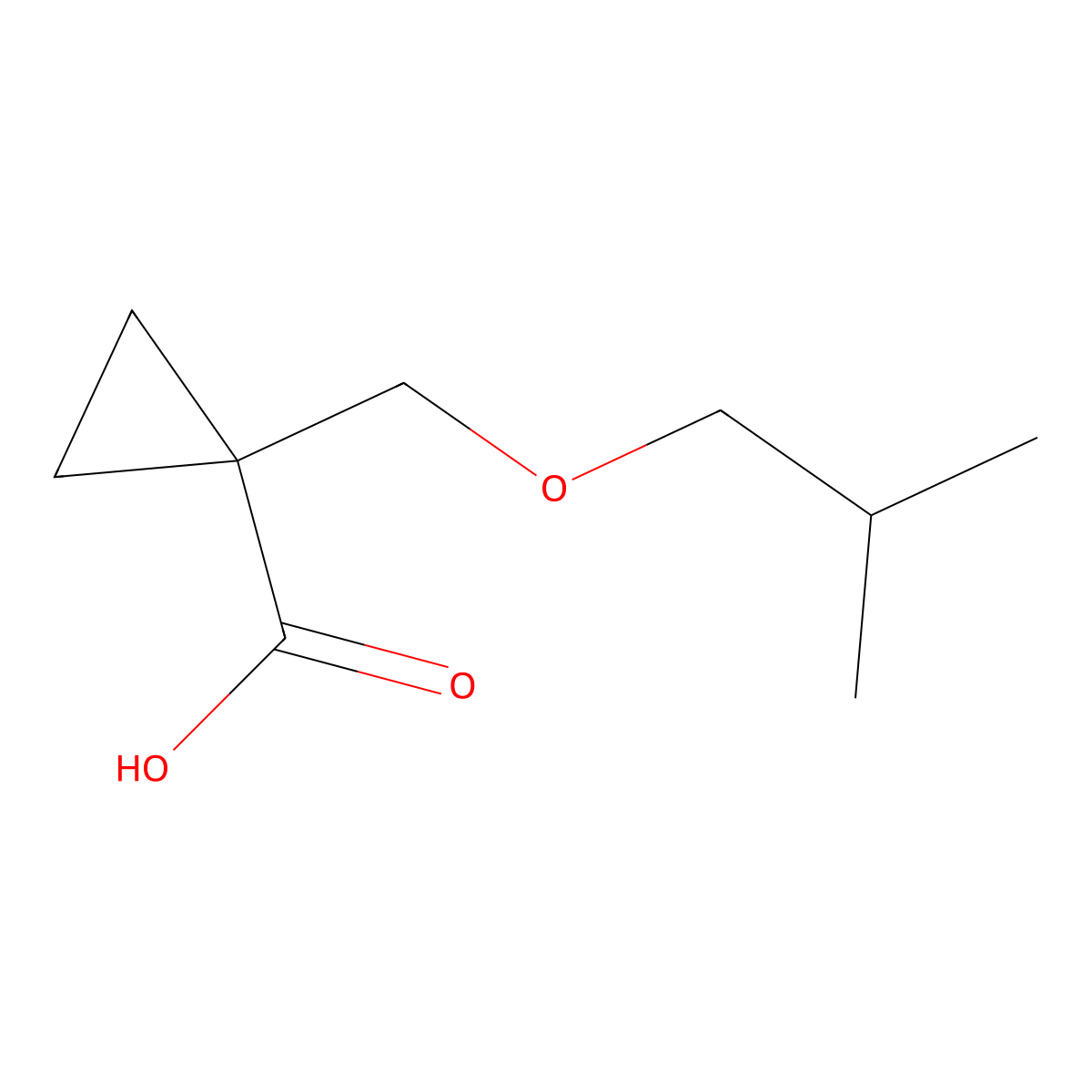 1-Isobutoxymethylcyclopropanecarboxylic acid molecular structure, CAS 1387563-37-2