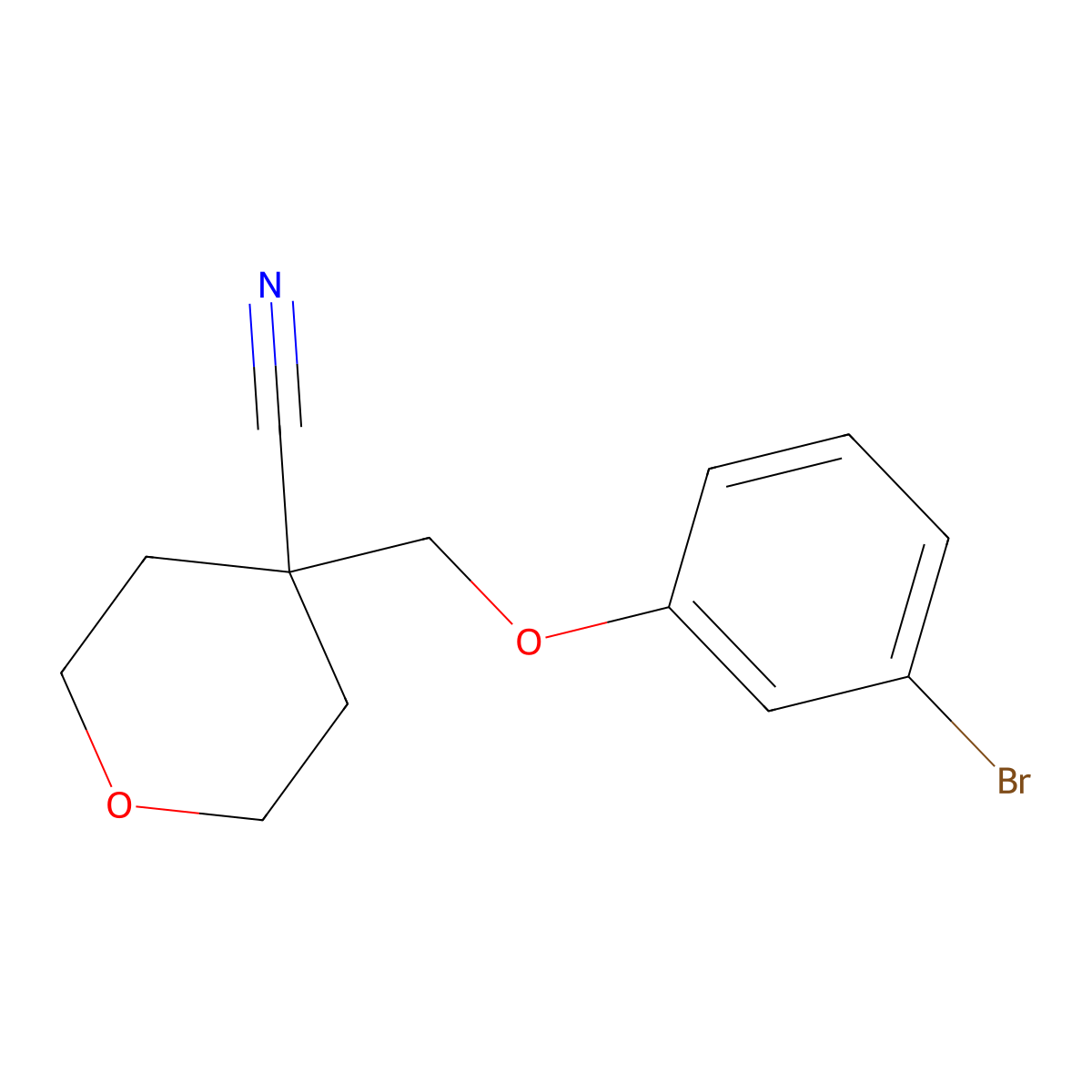 4-((3-Bromophenoxy)methyl)tetrahydro-2H-pyran-4-carbonitrile molecular structure, CAS 1387563-38-3