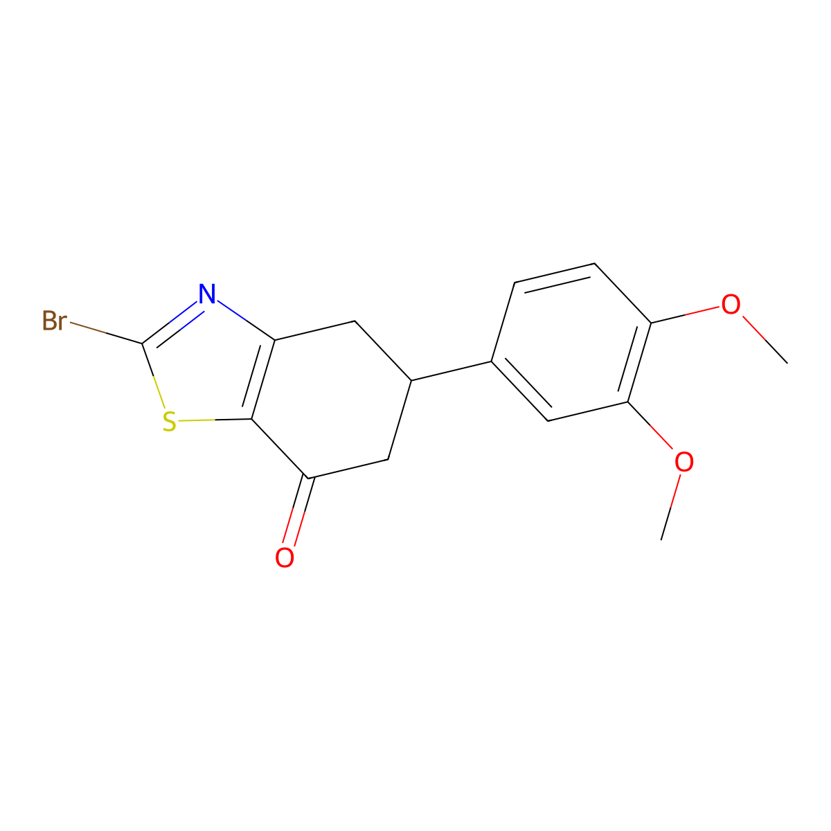 2-Bromo-5-(3,4-dimethoxyphenyl)-5,6-dihydrobenzo[d]thiazol-7(4H)-one molecular structure, CAS 1387563-50-9