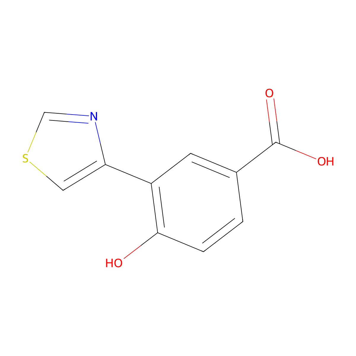 4-Hydroxy-3-(thiazol-4-yl)benzoic acid molecular structure, CAS 1387565-75-4